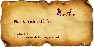 Munk Adrián névjegykártya